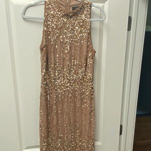 Adrianna Papell column gown rose gold size 12
